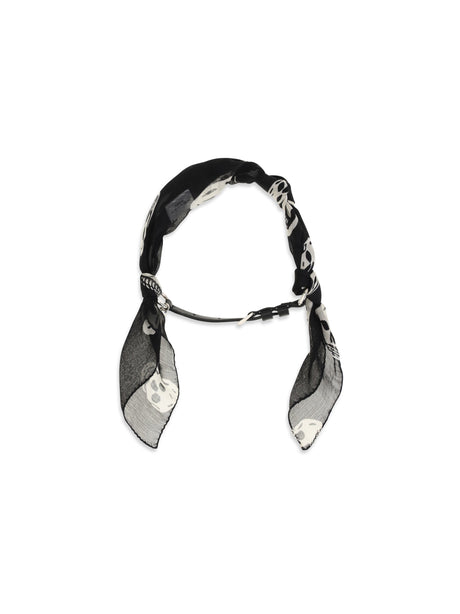 Alexander Mcqueen Double-wrap Skull Scarf Bracelet - Black/White/Silver