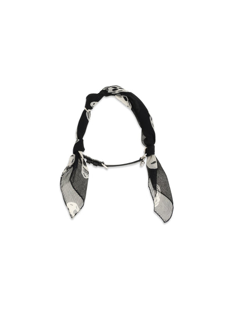 Alexander Mcqueen Double-wrap Skull Scarf Bracelet - Black/White/Silver