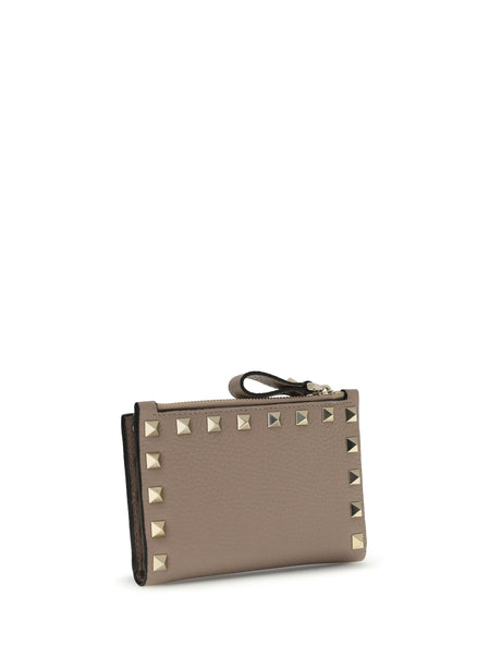 Valentino Garavani Rockstud zip Card Holder - Poudre