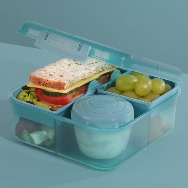 SISTEMA® 1.25L Bento Cube with Yogurt Pot - Teal Stone