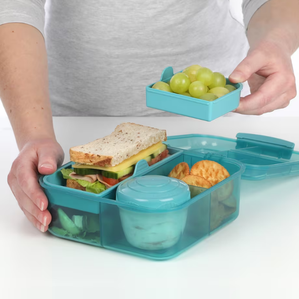 SISTEMA® 1.25L Bento Cube with Yogurt Pot - Teal Stone