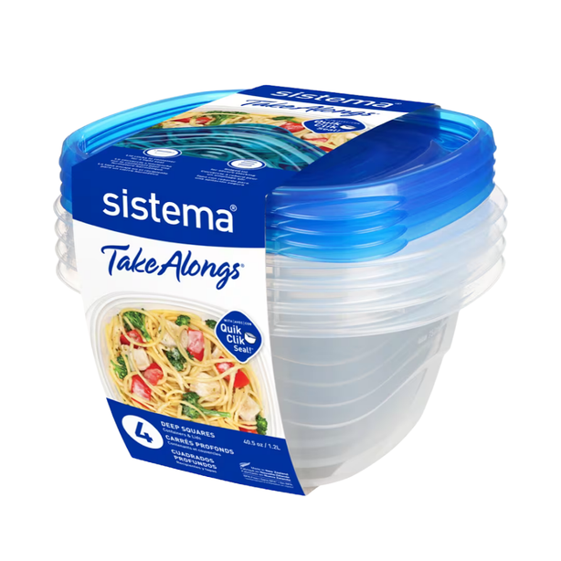 SISTEMA® TakeAlongs® 1.2L Deep Square 4 Pack