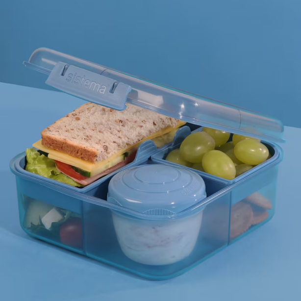 SISTEMA® 1.25L Bento Cube with Yogurt Pot - Mountain Blue