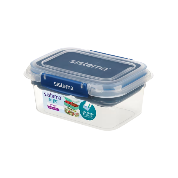 SISTEMA® 1L Rectangle Stax™ TO GO™ - Ocean Blue