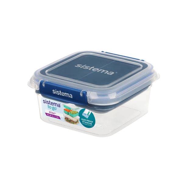 SISTEMA® 1.15L Square Stax™ TO GO™ - Ocean Blue