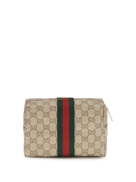Gucci Medium Beauty Case with Web stripe - Vin.San.Br/Dk.Br/Vrv