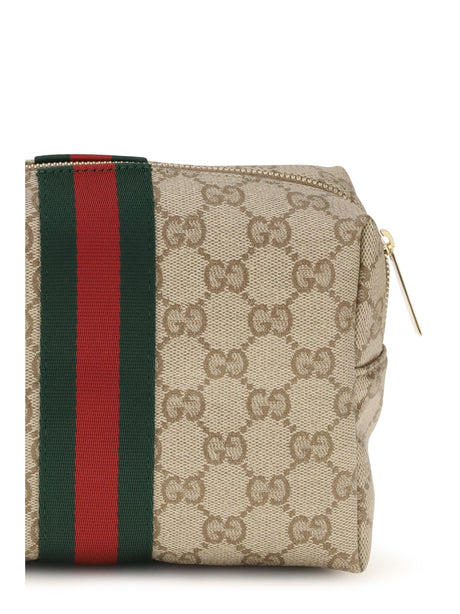 Gucci Medium Beauty Case with Web stripe - Vin.San.Br/Dk.Br/Vrv