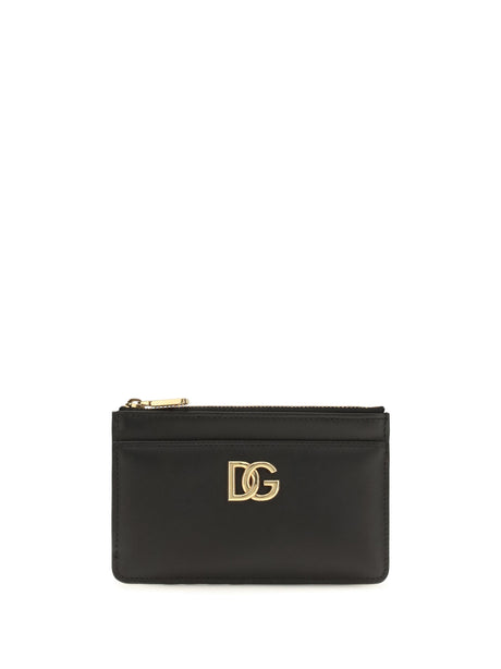 Dolce & Gabbana Leather Card Holder with logo - Black