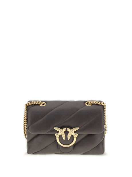 Pinko Love Mini Puff Shoulder Bag - Brown Marasca-Antique Gold