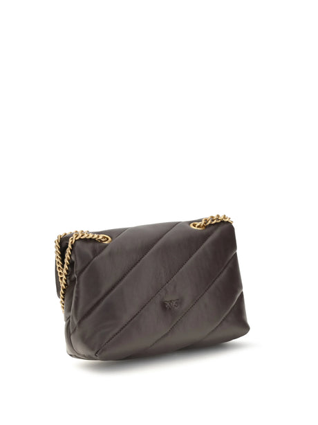 Pinko Love Mini Puff Shoulder Bag - Brown Marasca-Antique Gold