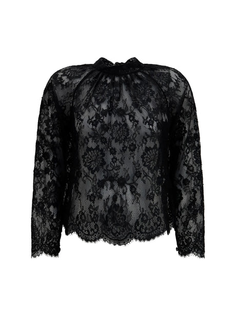 Self-Portrait Lace Blouse - Black