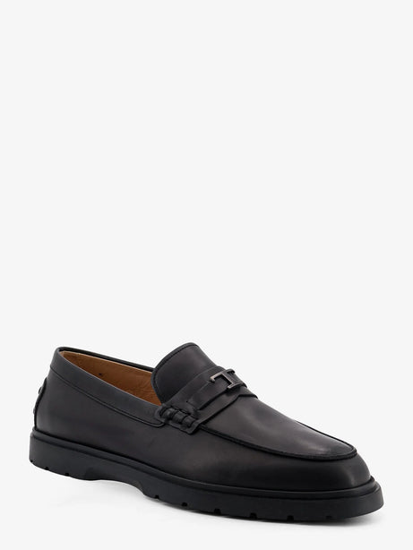 Tod'S Leather loafers with metal logo - Nero