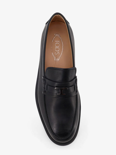 Tod'S Leather loafers with metal logo - Nero