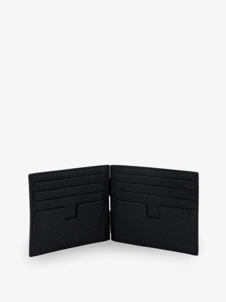 Tom Ford Leather card holder with front logo - Black
