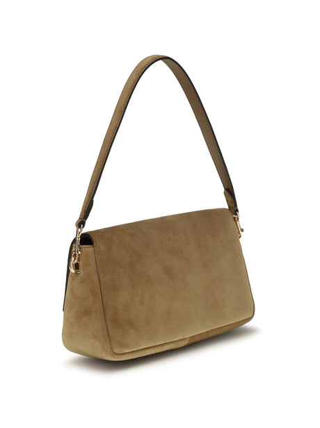 Tory Burch Charlie Mini suede Shoulder Bag - Toffee