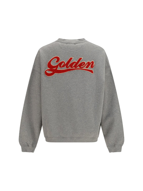 Golden Goose Oversized Crewneck Sweater with lettering on the back - Alluminium Melange Gray