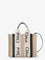 Chloe' Woody linen canvas and leather crossbody bag - White - Blue 1