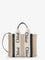 Chloe' Woody linen canvas and leather crossbody bag - White - Blue 1