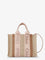Chloe' Woody linen canvas and leather crossbody bag - Blushy Beige