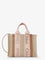 Chloe' Woody linen canvas and leather crossbody bag - Blushy Beige