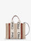 Chloe' Woody linen and leather Tote Bag - White - Brown 1
