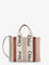 Chloe' Woody linen and leather Tote Bag - White - Brown 1