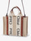 Chloe' Woody linen and leather Tote Bag - White - Brown 1