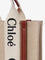 Chloe' Woody linen and leather Tote Bag - White - Brown 1