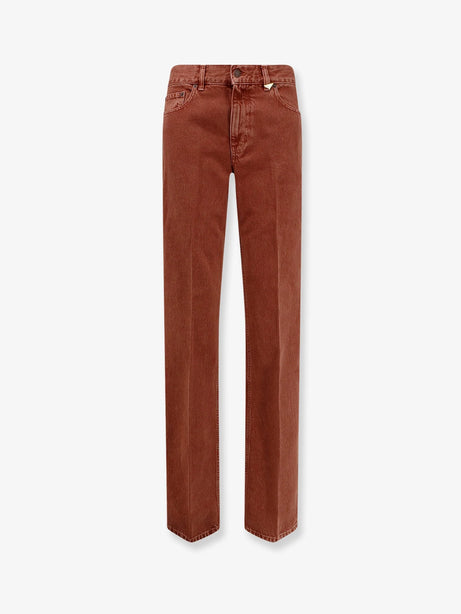Chloe' Colored denim trousers - Crimson Brown