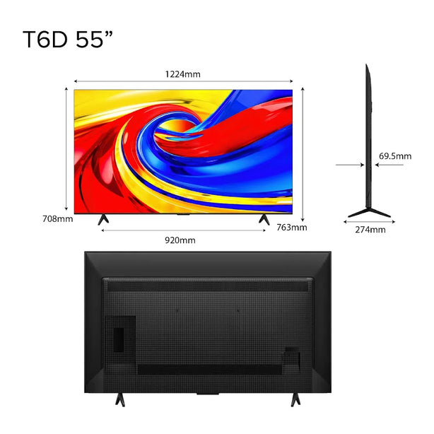 TCL T6D QLED 4K Google LED TV 55 inch
