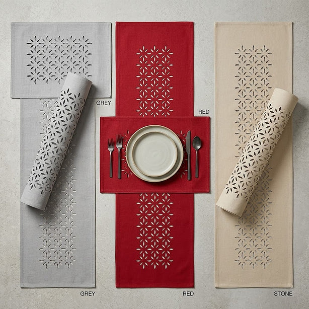 Rapee Morocco Petal Lasercut Table Runner – Cationic Fabric – 33 x 150 cm