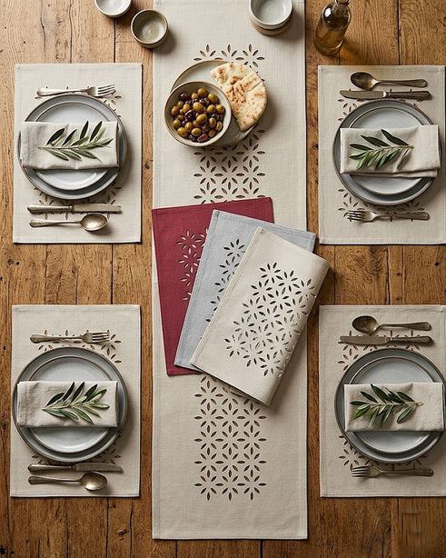 Rapee Morocco Petal Lasercut Table Runner – Cationic Fabric – 33 x 150 cm