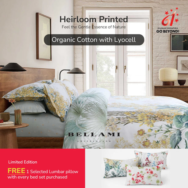 Bellami SG61 Heirloom Organic Cotton & Tencel Luxury Bedding Set with Free Lumbar Pillow (While Stock Last)