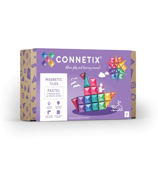 Connetix Tiles Pastel Starter Pack 64 Pcs Educational Magnetic Tiles