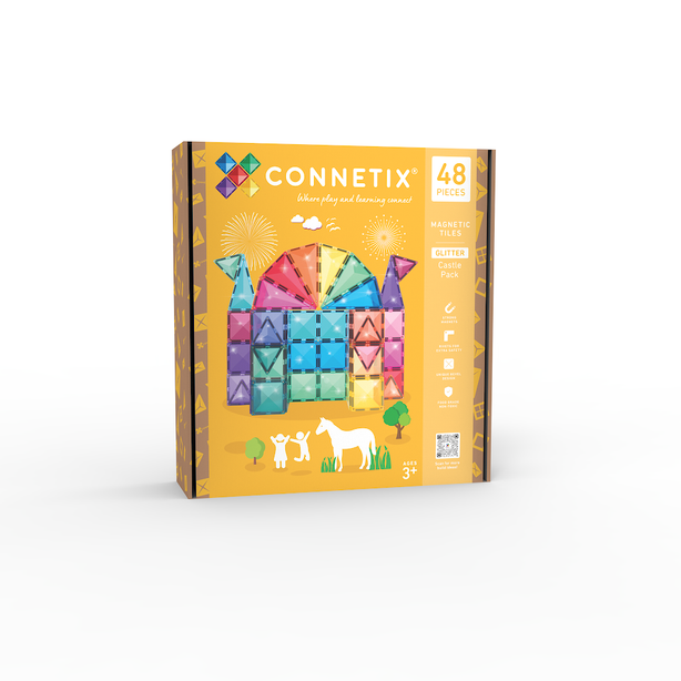 Connetix Tiles Glitter Castle Pack 48 Pcs Educational Magnetic Tiles