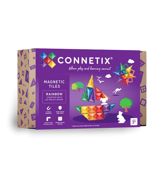 Connetix Tiles Rainbow Starter Pack 60 Pcs Educational Magnetic Tiles