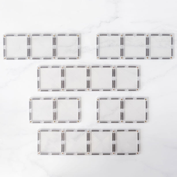 Connetix Tiles Clear Rectangle Pack 12 Pcs Educational Magnetic Tiles
