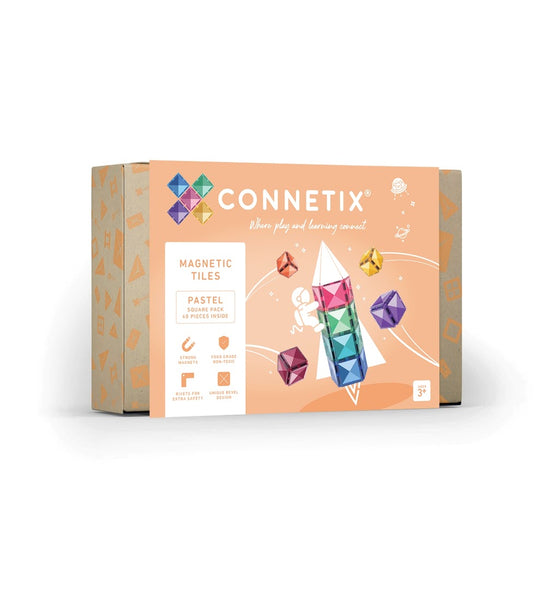 Connetix Tiles Pastel Square Pack 40 Pcs Educational Magnetic Tiles