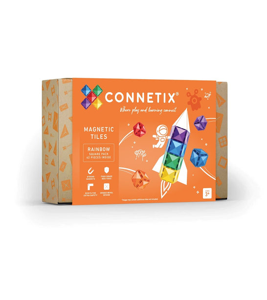 Connetix Tiles Rainbow Square Pack 42 Pcs Educational Magnetic Tiles