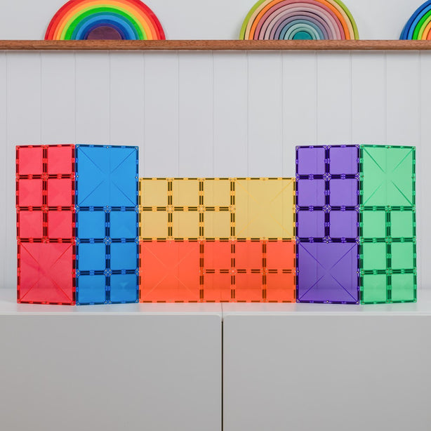 Connetix Tiles Rainbow Square Pack 42 Pcs Educational Magnetic Tiles