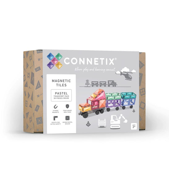 Connetix Tiles Pastel Transport Pack 50 Pcs Educational Magnetic Tiles
