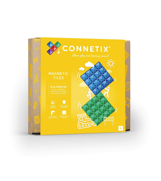 Connetix Tiles Rainbow Blue & Green Base Plate 2 Pcs Educational Magnetic Tiles