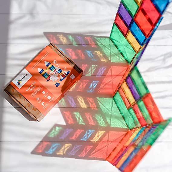 Connetix Tiles Rainbow Square Pack 40 Pcs Educational Magnetic Tiles