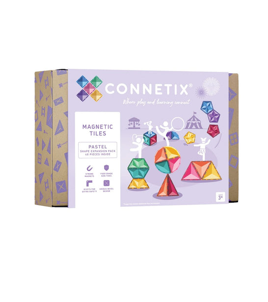 Connetix Tiles Pastel Shape Expansion Pack 48 Pcs Educational Magnetic Tiles
