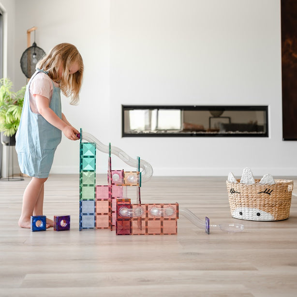Connetix Tiles Pastel Ball Run Expansion Pack 80 Pcs Educational Magnetic Tiles