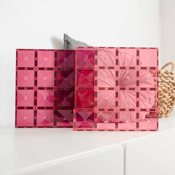 Connetix Tiles Pastel Pink & Berry Base Plate 2 Pcs Educational Magnetic Tiles