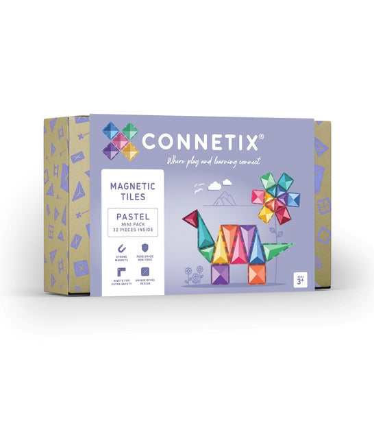 Connetix Tiles Pastel Mini Pack 32 Pcs Educational Magnetic Tiles