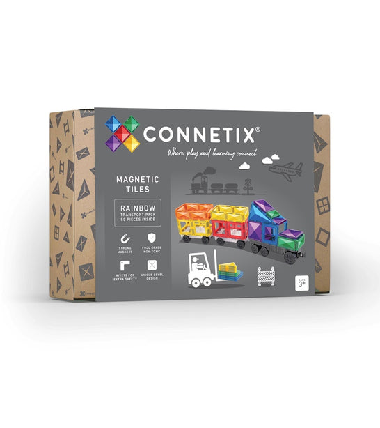 Connetix Tiles Rainbow Transport Pack 50 Pcs Educational Magnetic Tiles