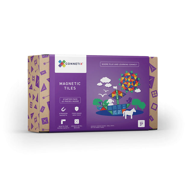 Connetix Tiles Rainbow Starter Pack 62 Pcs Educational Magnetic Tiles