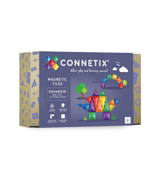 Connetix Tiles Rainbow Mini Pack 24 Pcs Educational Magnetic Tiles